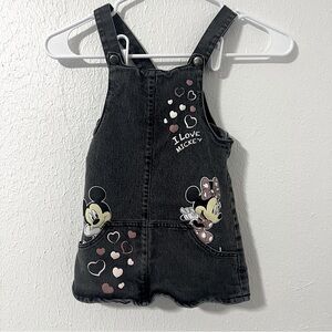 Disney Mickey and Minnie Mouse Girls Size 4T Gray Wash Dress Jumper Jean Pockets